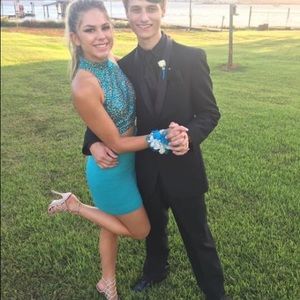 Blue sherri hill two piece hoco dress